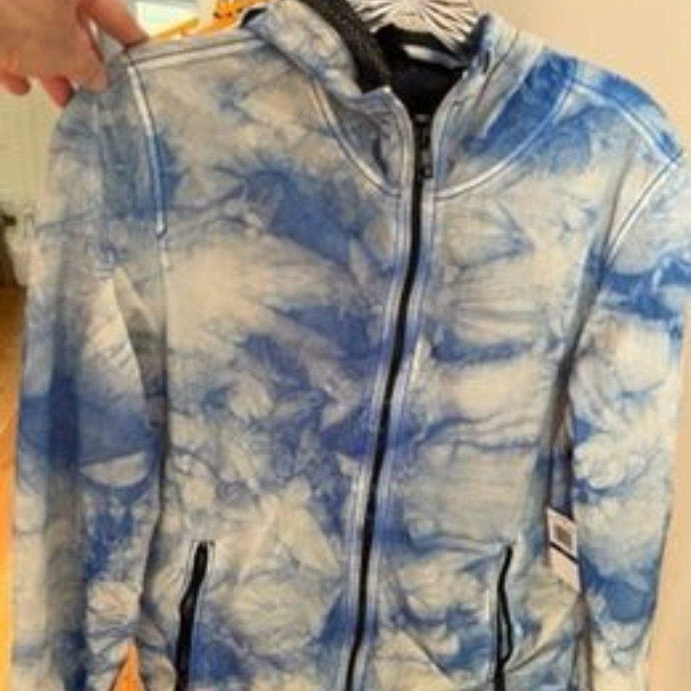 NWT Boys Girls size 12Y DIESEL Windbreaker Zip-Front Jacket Tie Dye Blue/White